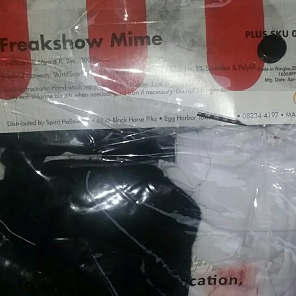 NWT Men's Spirit Plus Size Freakshow Mime Costume - Picture 6 of 8